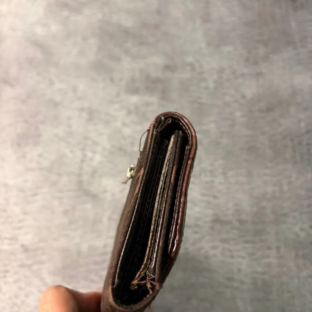 Brown Vintage Heart Print Clutch Wallet